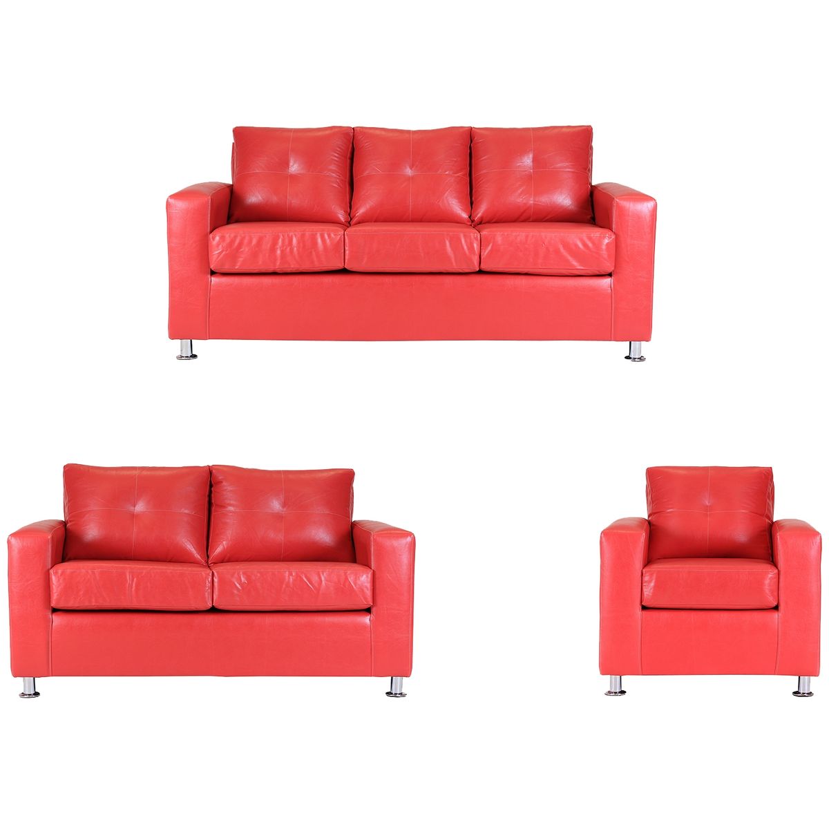 MUEBLES AMERICA - Living George 321 Cuero PU Rojo