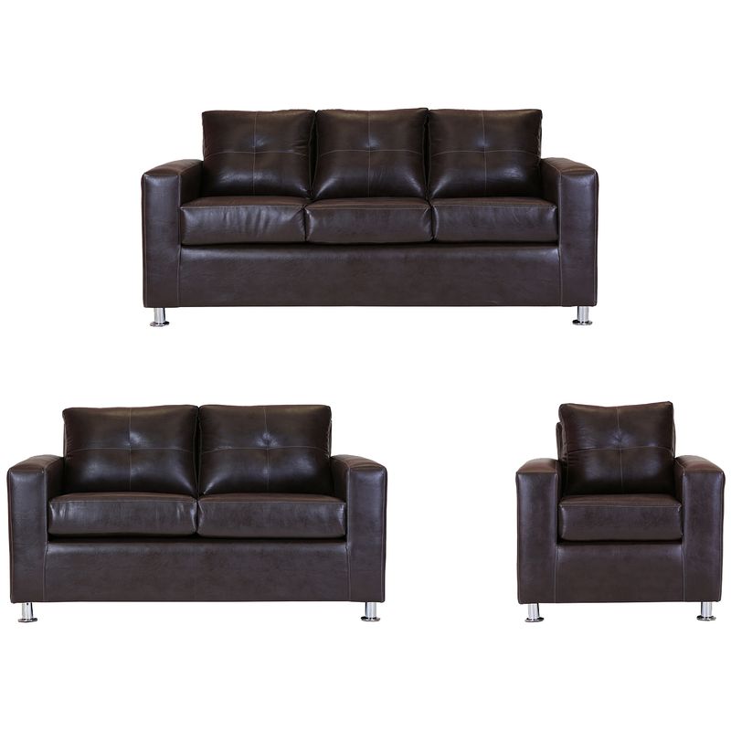 MUEBLES AMERICA - Living George 321 Cuero PU Café Moro