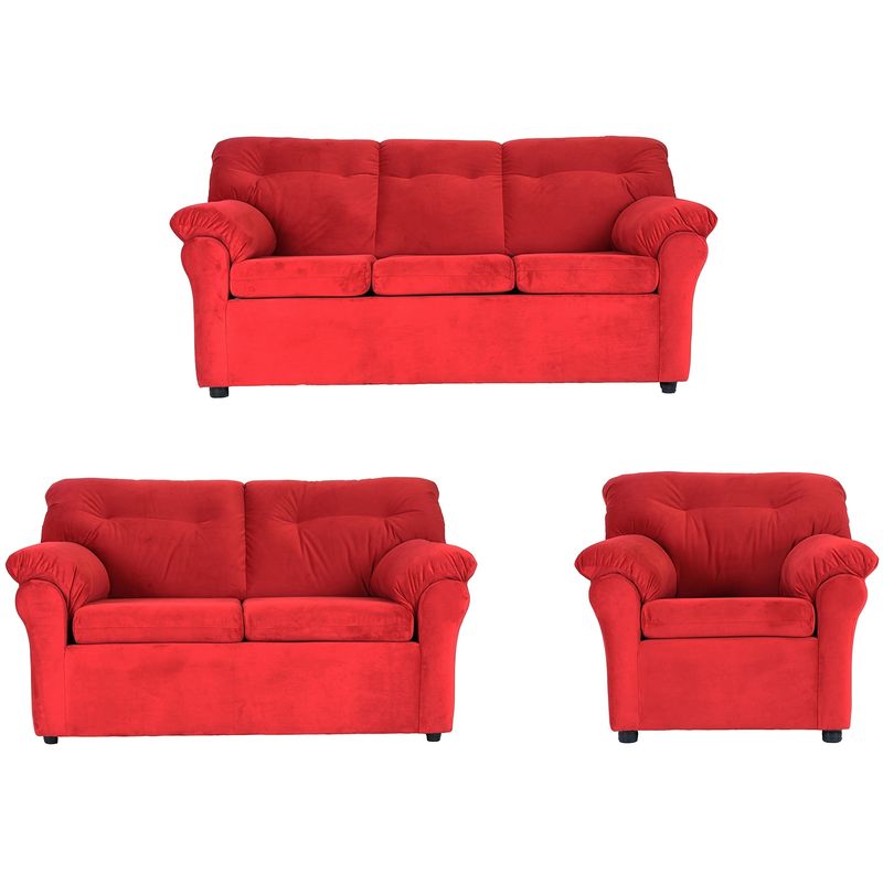 MUEBLES AMERICA - Living América 321 Tela Felpa  Rojo
