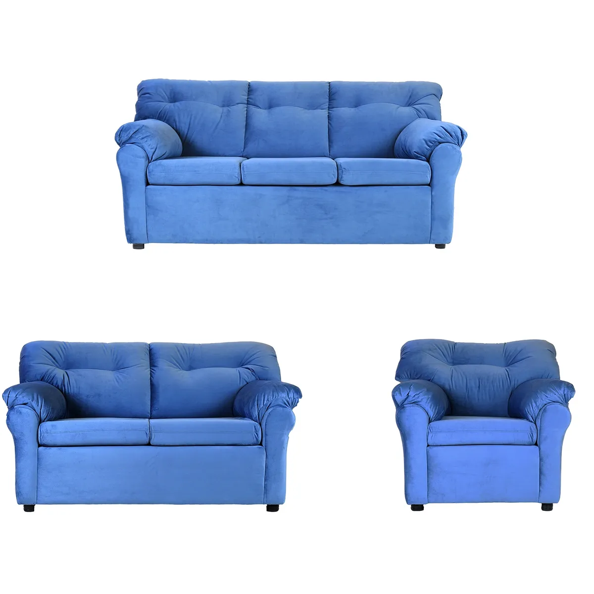 MUEBLES AMERICA - Living América 321 Tela Felpa Azul Petróleo