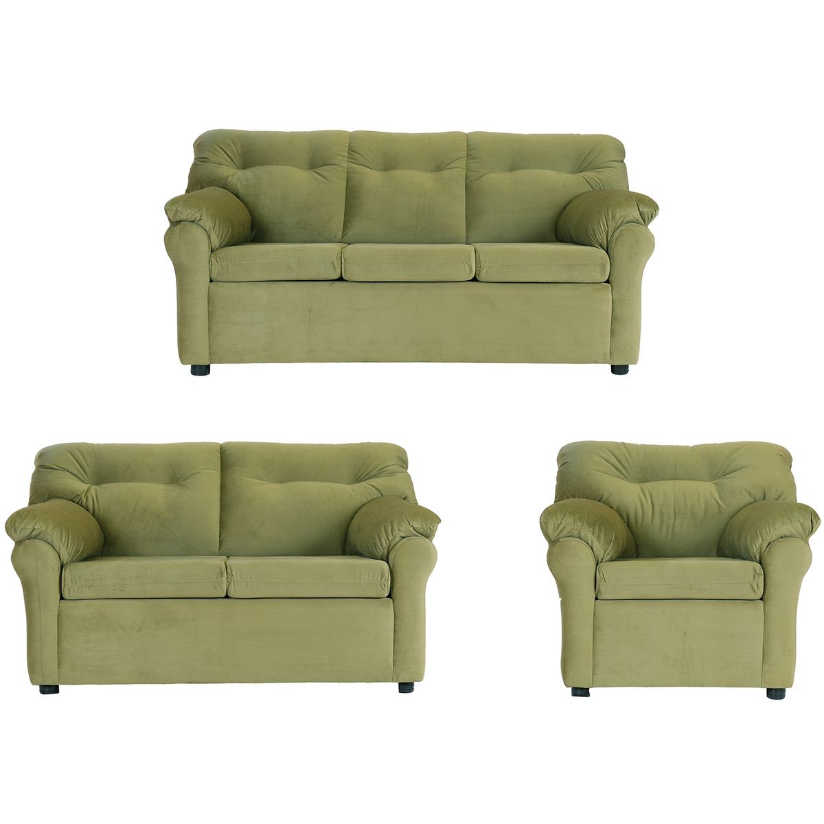MUEBLES AMERICA - Living América 321 Tela Felpa Verde Musgo