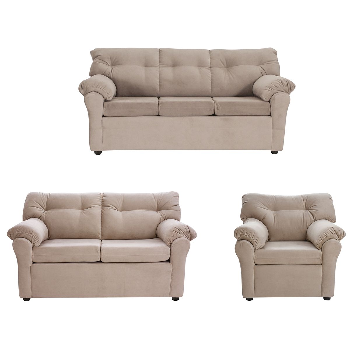 MUEBLES AMERICA - Living América 321 Tela Felpa Beige.