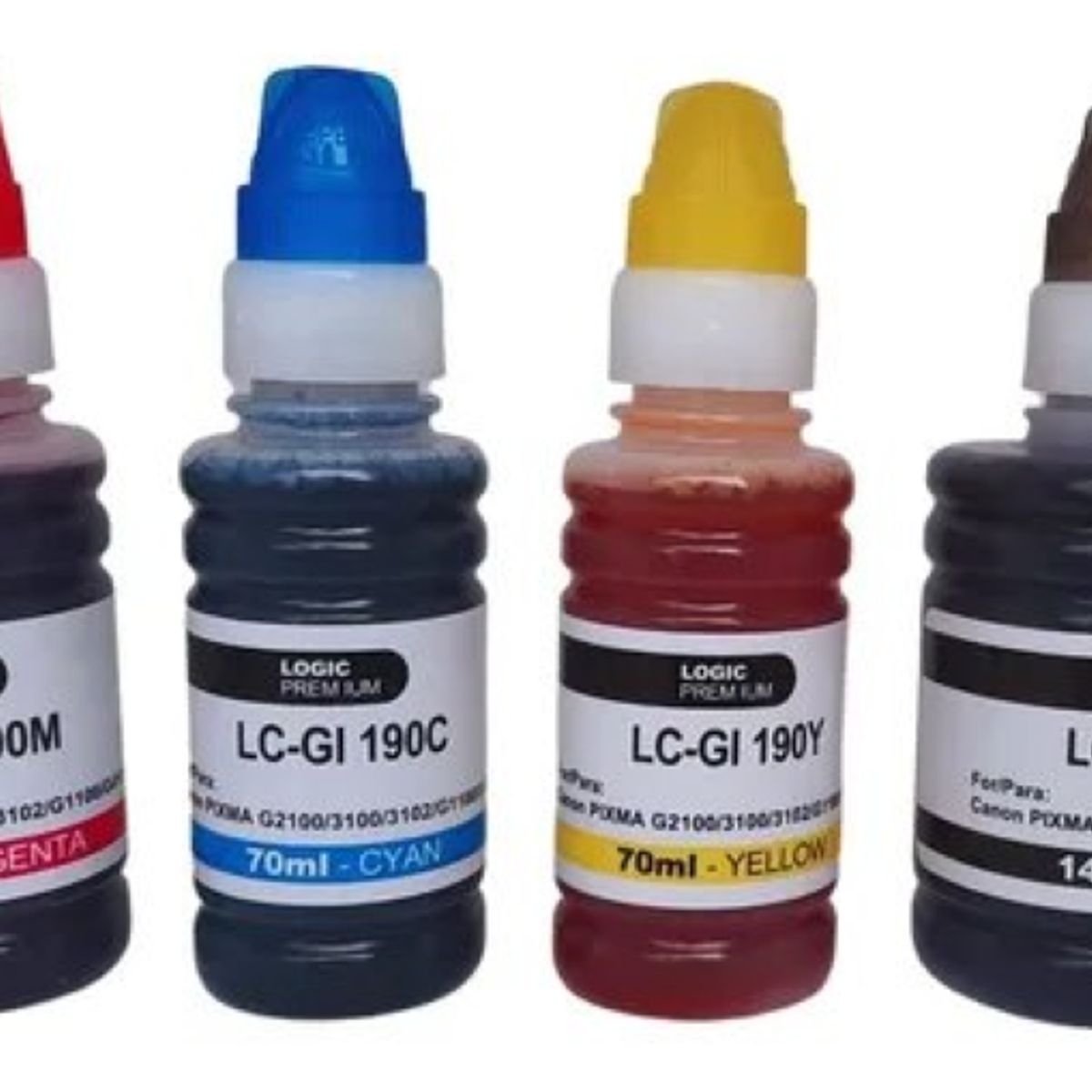 LOGIC - Pack 4 Tintas Refill Ink Para Canon 190 / 790 / 890 / 990