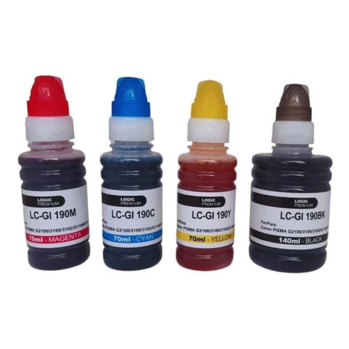 LOGIC - Pack 4 Tintas Refill Ink Para Canon 190 / 790 / 890 / 990