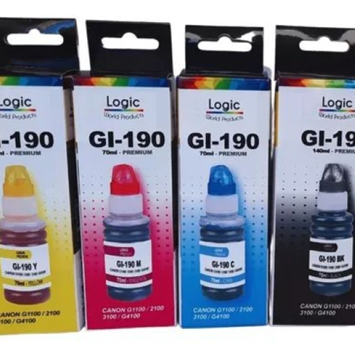 LOGIC - Pack 4 Tintas Refill Ink Para Canon 190 / 790 / 890 / 990