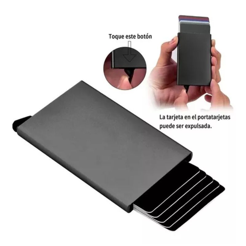 GENERICO - Tarjetero Metalico Aluminio Anti Clonacion Caballero  Dama