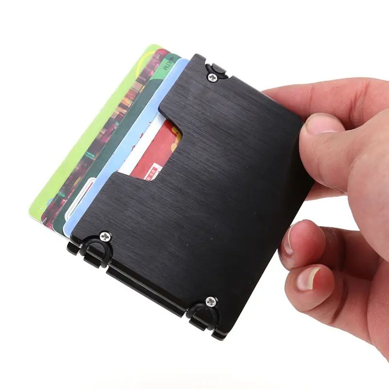 GENERICO - Portatarjetas con bloqueo RFID minimalista Metal de aluminio