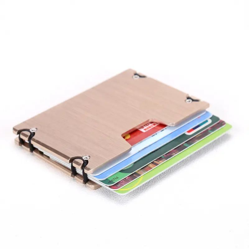 GENERICO - Portatarjetas con bloqueo RFID minimalista Metal de aluminio