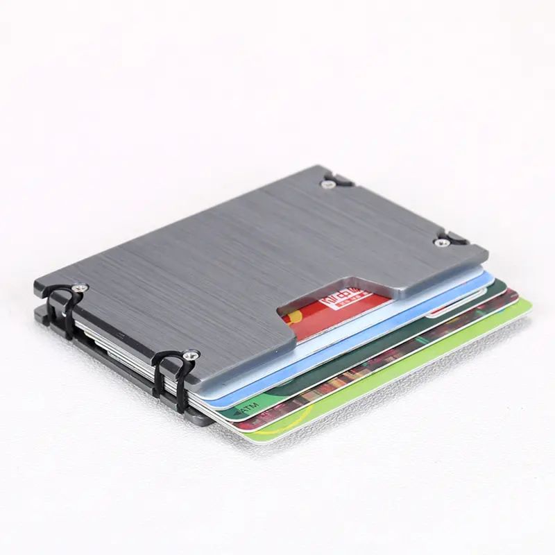 GENERICO - Portatarjetas con bloqueo RFID minimalista Metal de aluminio