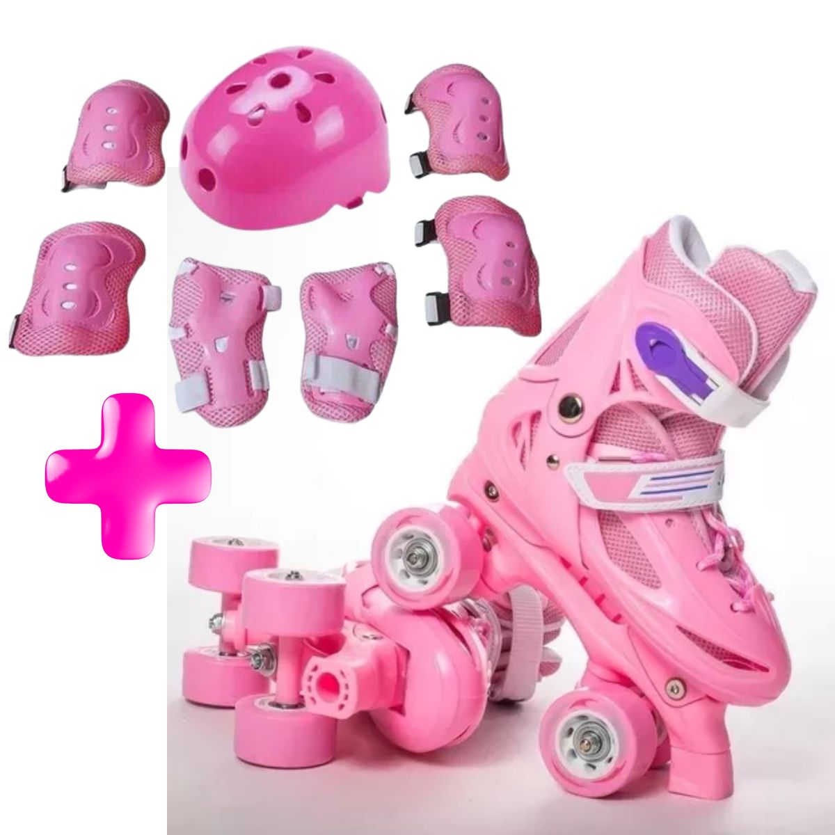 GENERICO - Patines 4 ruedas Niña Más Protectores Y Casco  XS 26 al 29