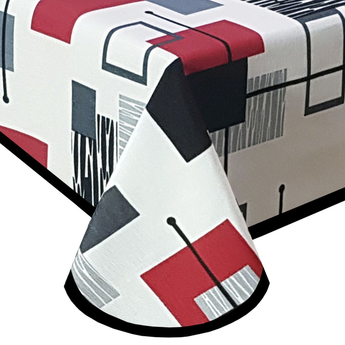 MAISONETTE - Mantel antimancha cuadrado 180x180 geometrico rojo