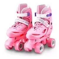 Patines 4 Ruedas Roller Rosado De Niña XS 25 al 29
