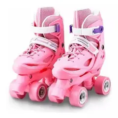 GENERICO - Patines 4 Ruedas Roller Rosado De Niña XS 25 al 29