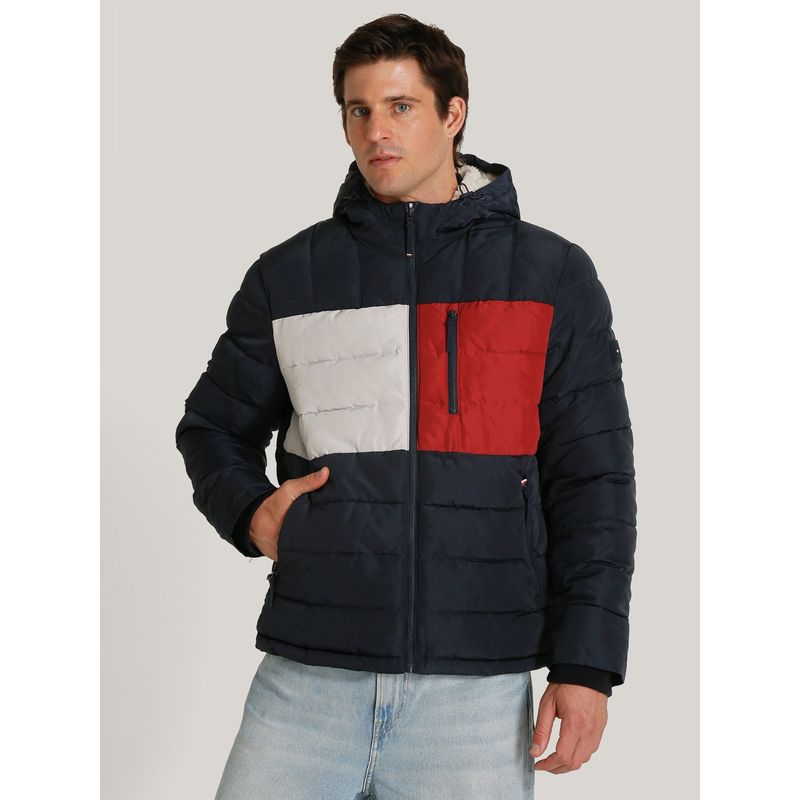 TOMMY HILFIGER - Parka Hoodie Quilted Con Logo Multicolor Tommy Hilfiger