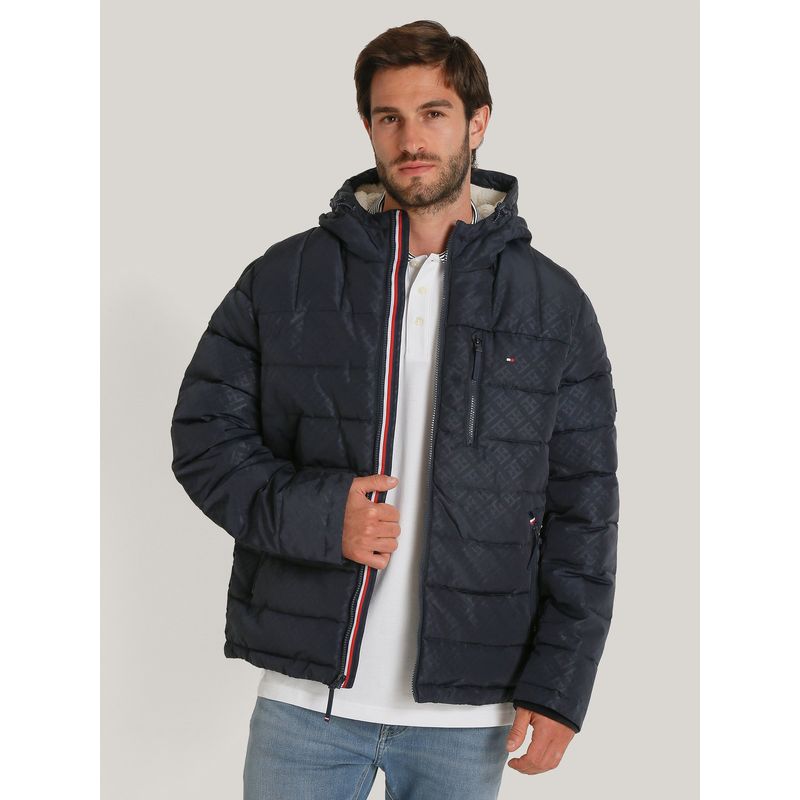 TOMMY HILFIGER - Parka Hoodie Quilted Con Logo Azul Tommy Hilfiger