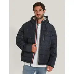 TOMMY HILFIGER - Parka Hoodie Quilted Con Logo Azul