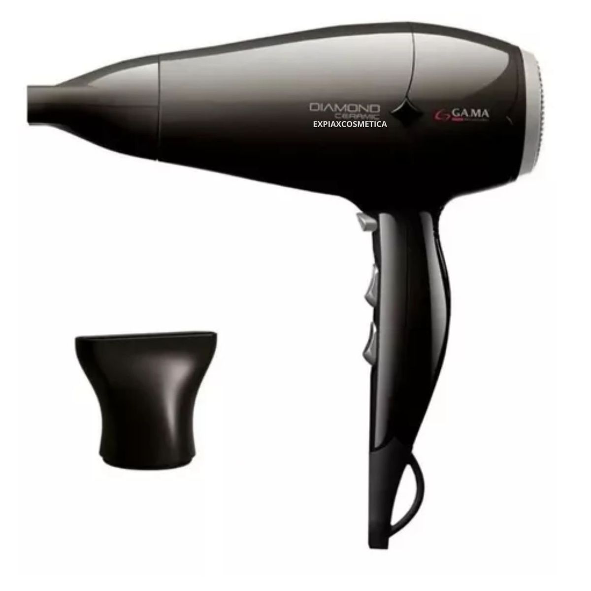 GAMA - Secador de Pelo Diamond Ceramic Negro 2300W Efecto Antifrizz Brillo