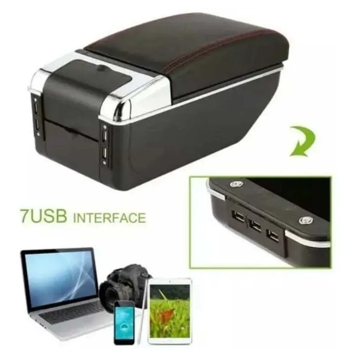 GENERICO - Apoya Brazo Para Auto Universal Base Extensible + 7 Usb