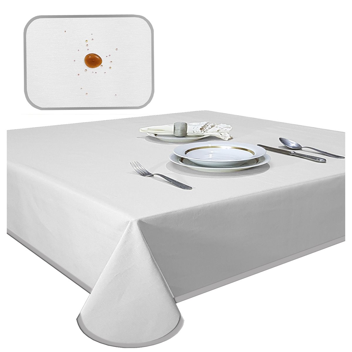 MAISONETTE - Mantel antimancha rectangular 240x160 elegant gris