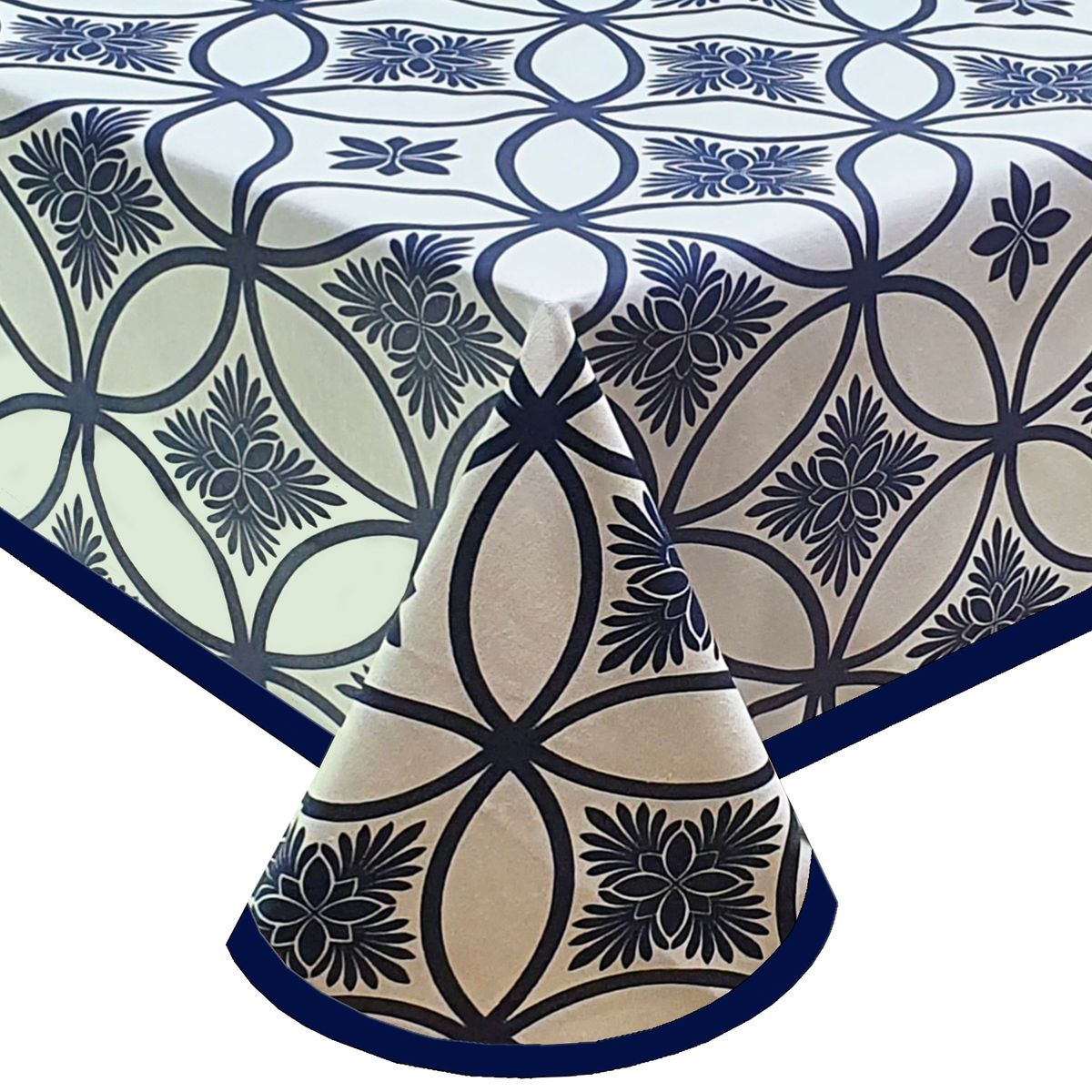 MAISONETTE - Mantel antimancha rectangular 270x180 vintage azul