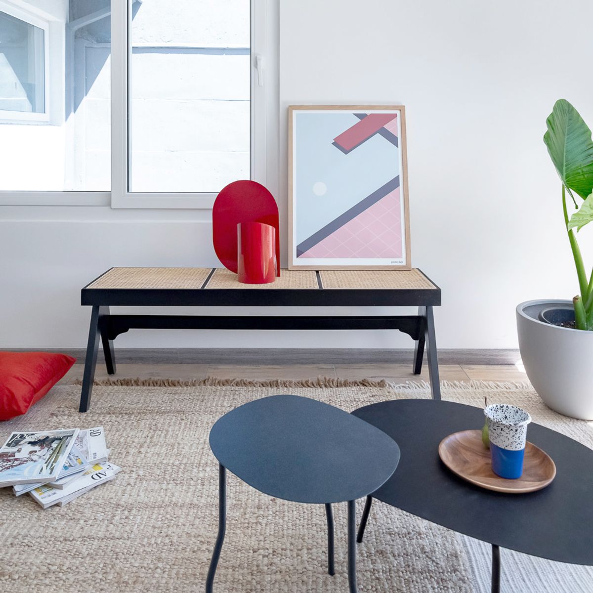 MEYA MUEBLES - Banca Levin madera y rattan 46x135x40