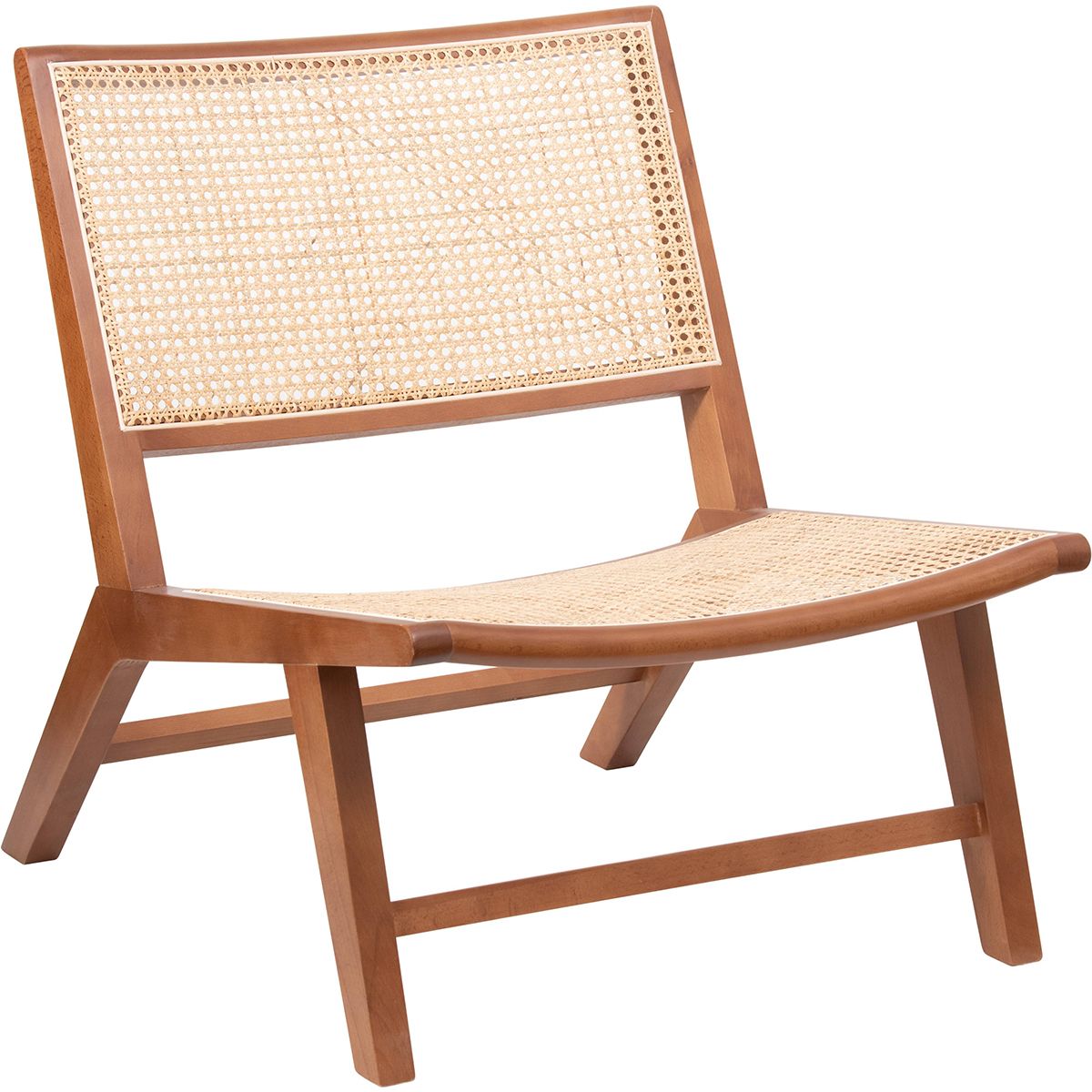 MEYA MUEBLES - Sitial Futra de madera y rattán color café 65x74x77