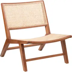 MEYA MUEBLES - Sitial Futra de madera y rattán color café 65x74x77