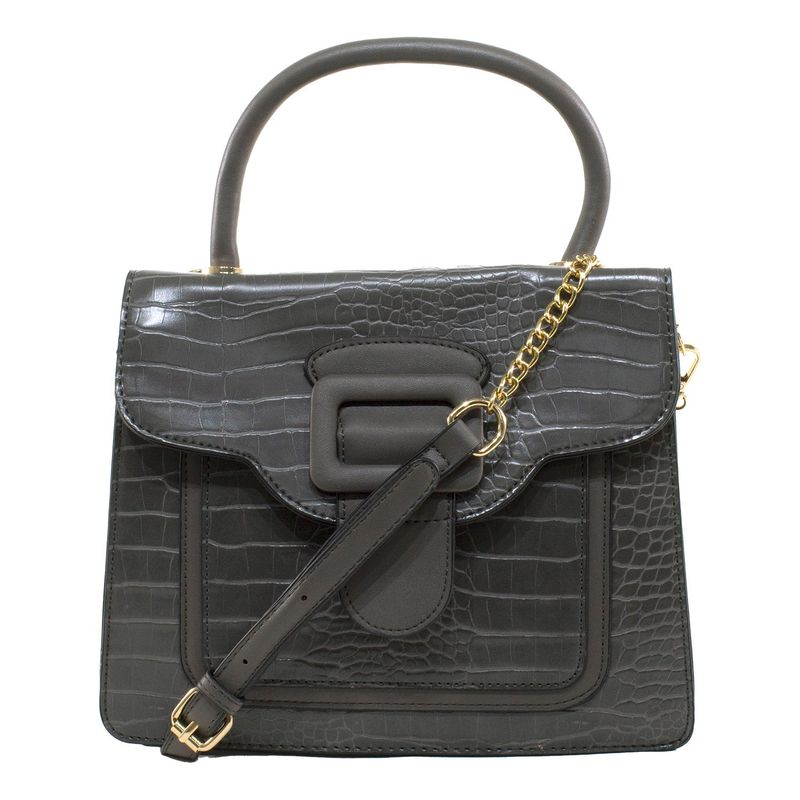 MAILEA - Cartera ecocuero mediana rigida coco para mujer gris