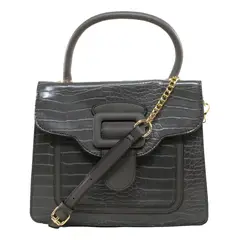MAILEA - Cartera ecocuero mediana rigida coco para mujer gris