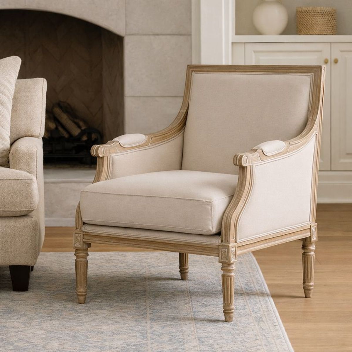 MEYA MUEBLES - Sitial Turpan madera roble y tela 95x70x70