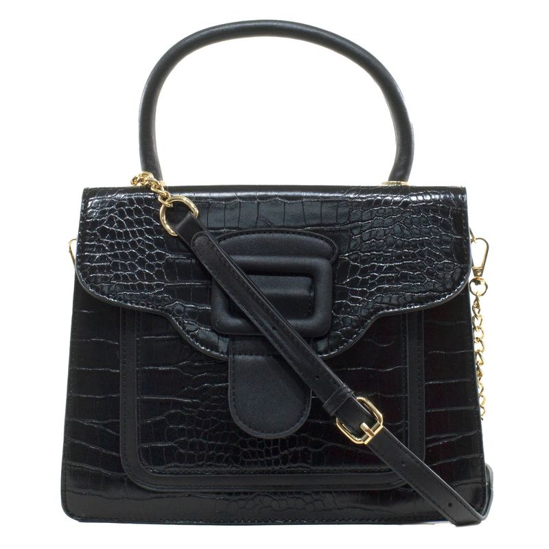 MAILEA - Cartera ecocuero mediana rigida coco para mujer negro