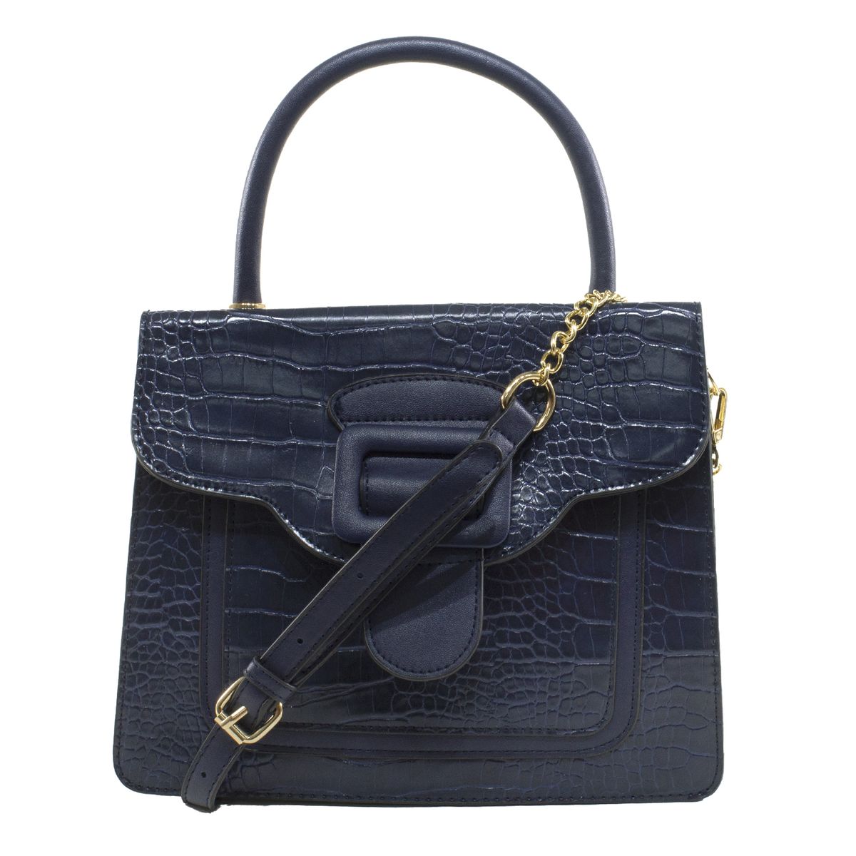 MAILEA - Cartera ecocuero mediana rigida coco para mujer azul