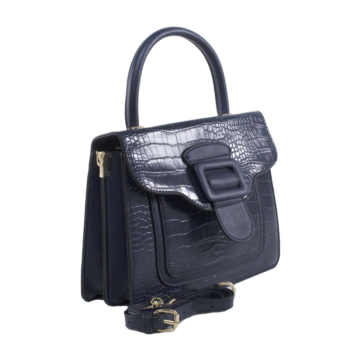 MAILEA - Cartera ecocuero mediana rigida coco para mujer azul