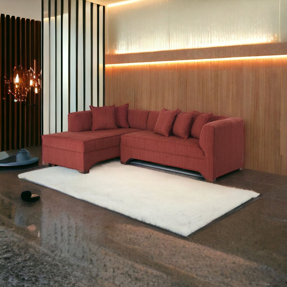 MUEBLES AMERICA - Seccional Metropolitan Izquierdo Chenille Burdeo