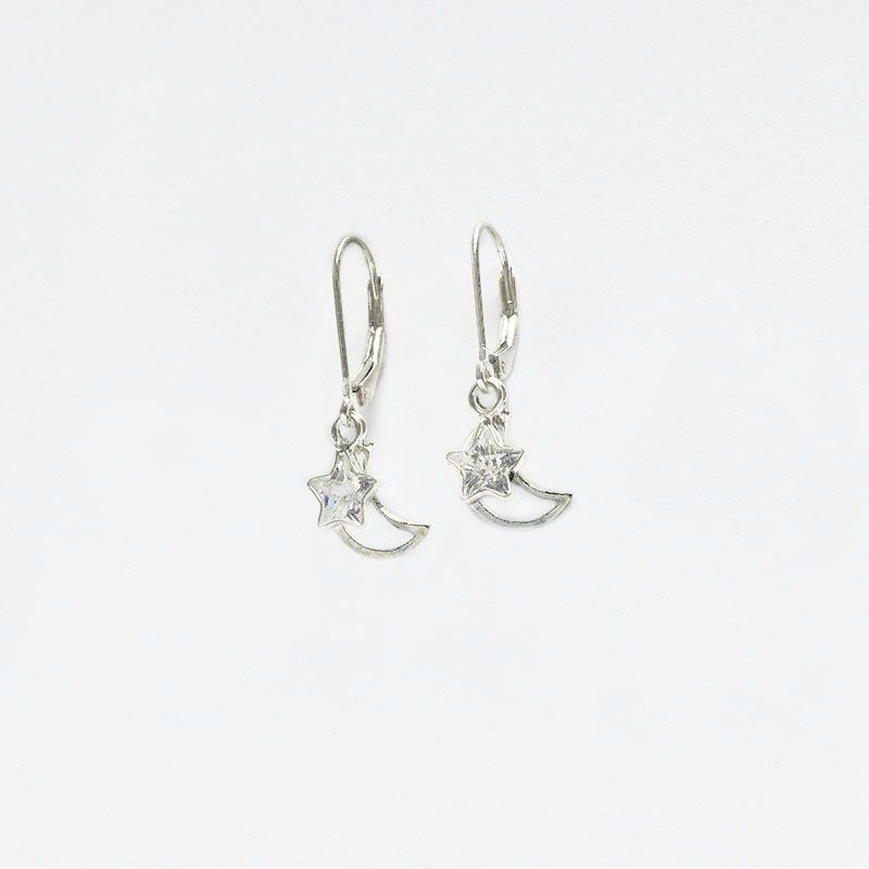 ROSETT - Aros con colgante de luna y estrella Plata ley 925.-