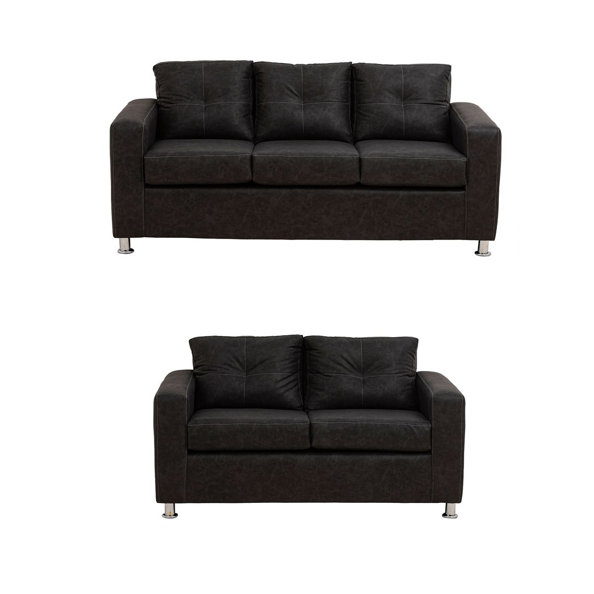 MUEBLES AMERICA - Living George 32 Cuero Auris Negro