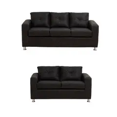 MUEBLES AMERICA - Living George 32 Cuero Auris Negro
