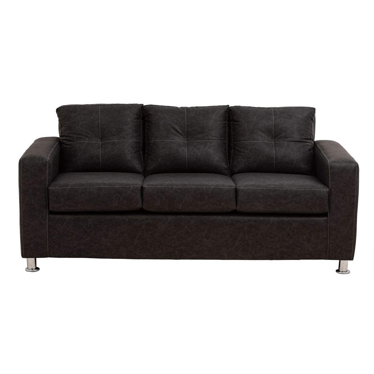 MUEBLES AMERICA - Living George 32 Cuero Auris Negro
