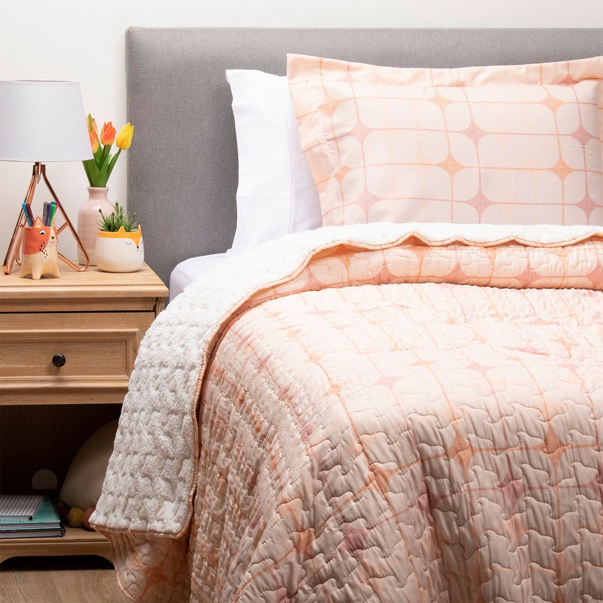 ZAHR - Cubrecama Sherpa Estampado Damasco