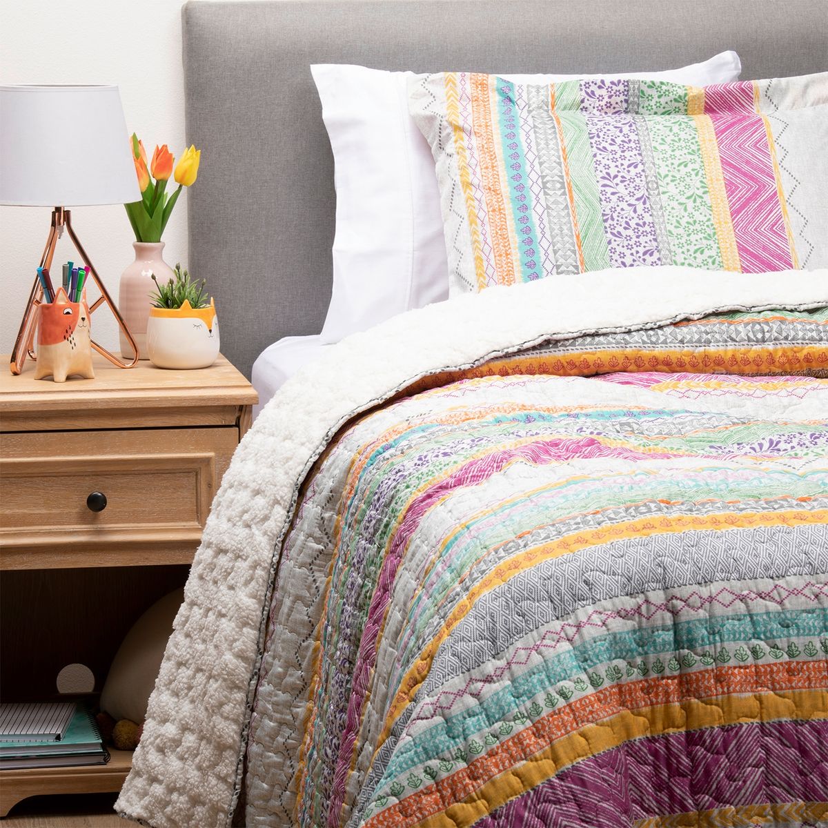 ZAHR - Cubrecama Sherpa Estampado Multicolor