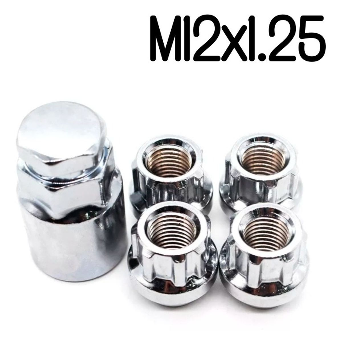 GENERICO - X4 Tuercas De Seguridad + Llave 12x1.25 Auto