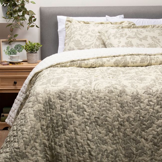 ZAHR - Cubrecama Sherpa Estampado King Amarillo