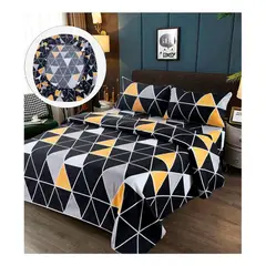 GENERICO - Sabanas Premium 100% Algodón 2.5 Plazas King Negro Triangulos