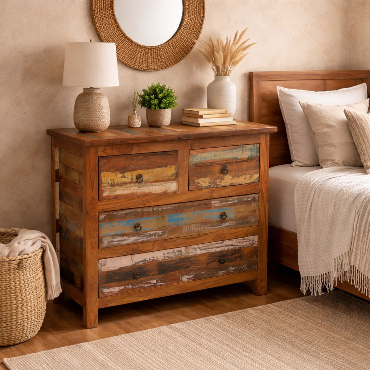 MEYA MUEBLES - Comoda Puri de madera reciclada 90x90x40