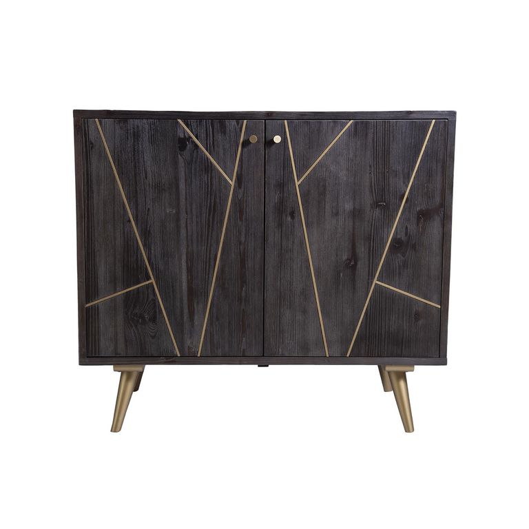 Comoda Mong de madera color negro 90x102x50.
