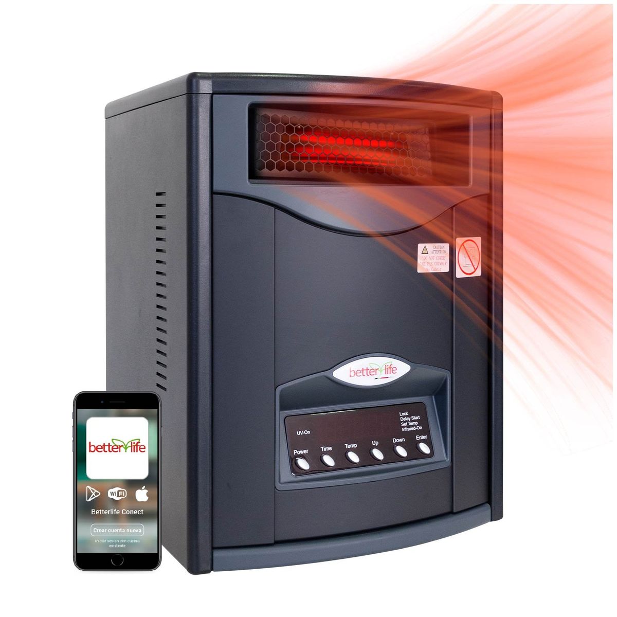 BETTERLIFE - Estufa Eléctrica Infrarroja UV 70 m2 WiFi