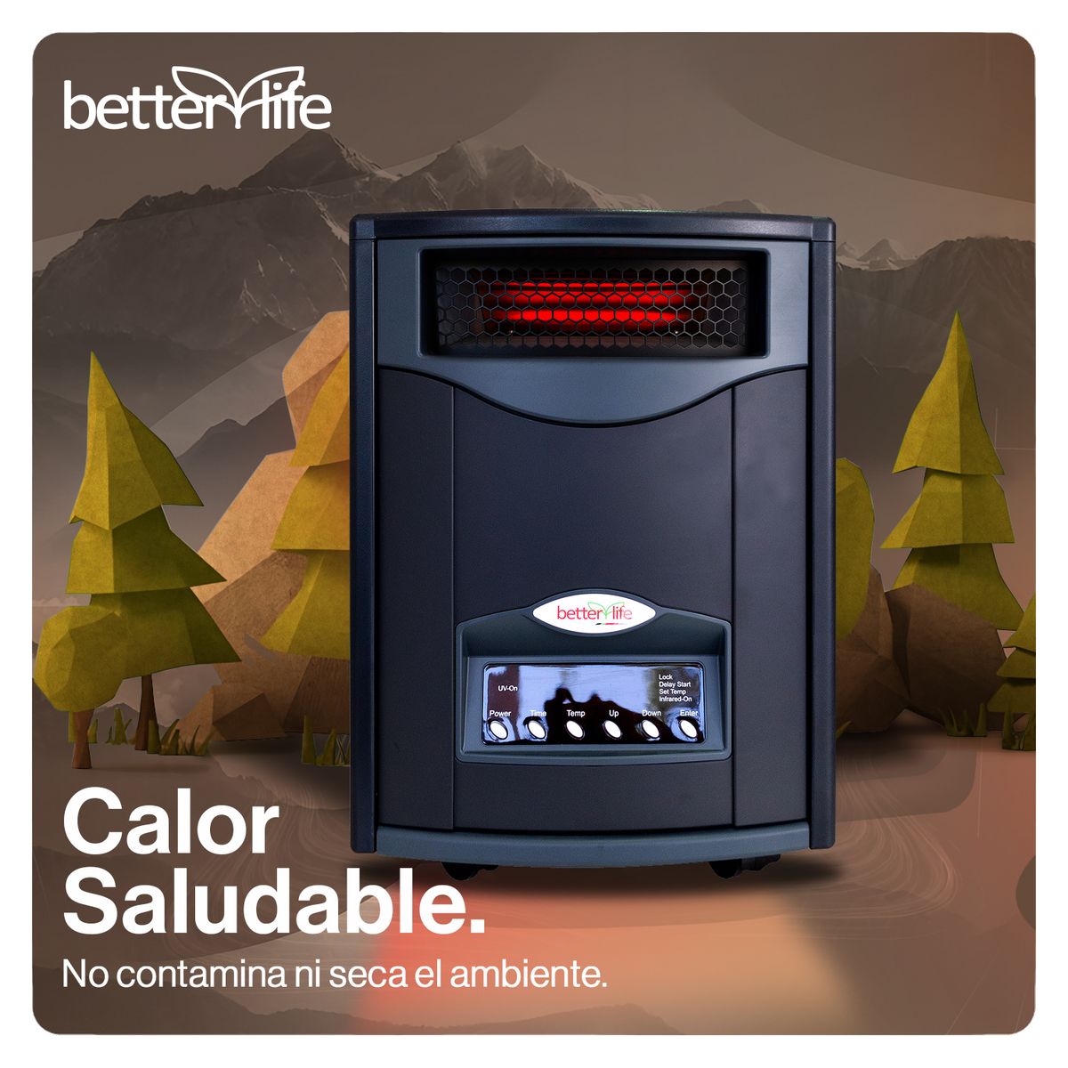 BETTERLIFE - Estufa Eléctrica Infrarroja UV 70 m2 WiFi