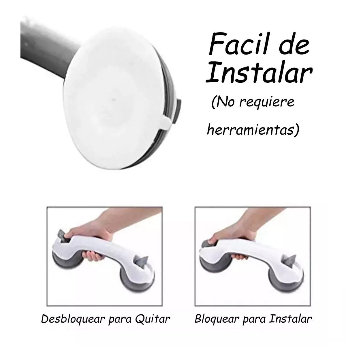 Agarradera Barra Ducha De Seguridad Baño Manilla Ventosa, marca GENERICO - Foto 2