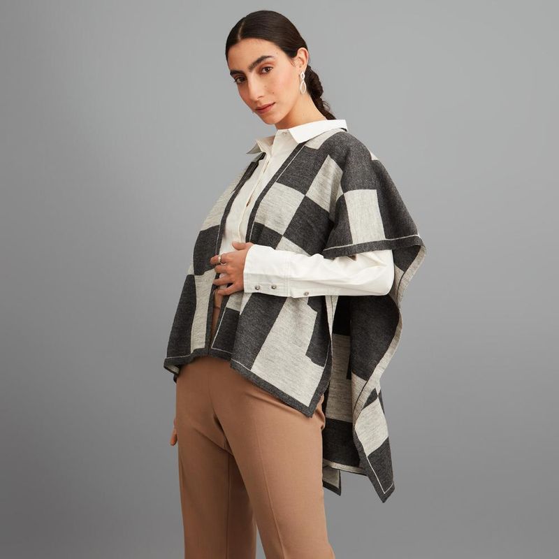 LORENZO DI PONTTI - Ruana De Alpaca Con Diseño Mujer Lorenzo Di Pontti