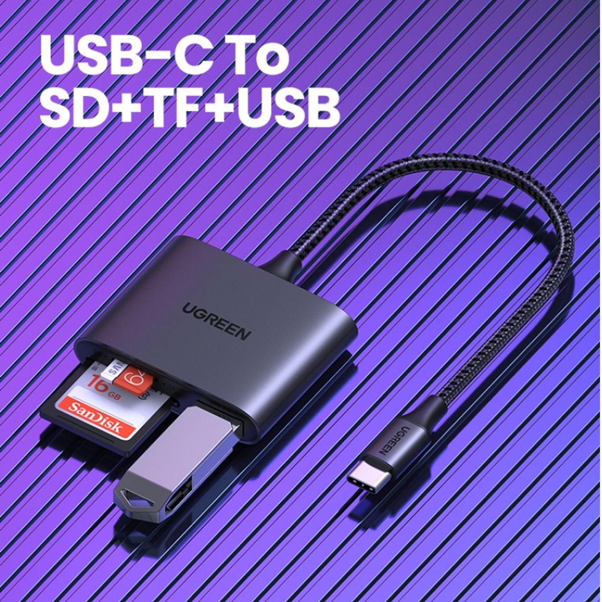 UGREEN - UGREEN Lector de tarjetas multifunción USB-C SD/TF+USB